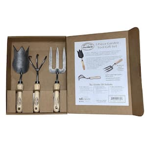 3-Piece Garden Tool Set for Mom, 11 in. L Tulip Towel,11.5 in. L 3-Tine Cultivator, 10.8 in. L Hand Fork
