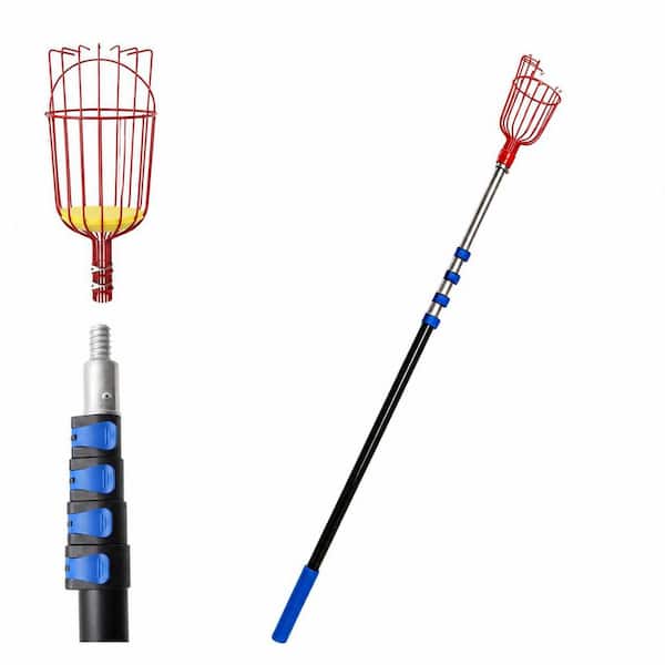 5 in. Tree Pruner 5-20 ft. Telescoping Fruit Picker Pole with Basket Aluminum Extendable Apple Mango Citrus Harvester