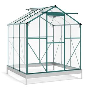 75.60 in. W x 74.40 in. D x 88.60 in. H Green Aluminum Greenhouse with 2 Windows and Base for Garden and Backyard