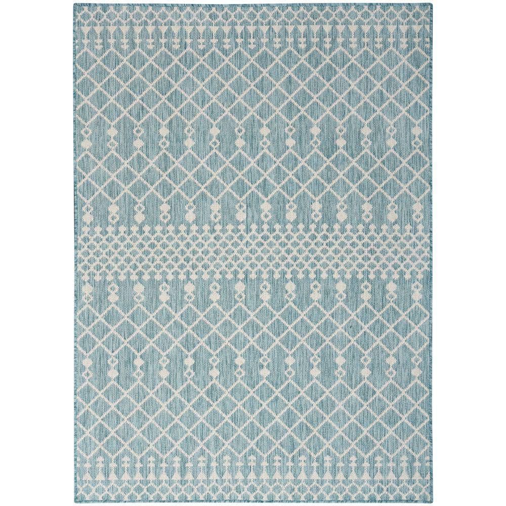 Aqua Moroccan Trellis Flatweave Synthetic 5' x 7' Area Rug