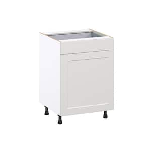 24 in. W x 34.5 in. H x 24 in. D Littleton Painted Gray Recessed Assembled 3-Waste Bin Pullout 1-Draw Kitchen Cabinet