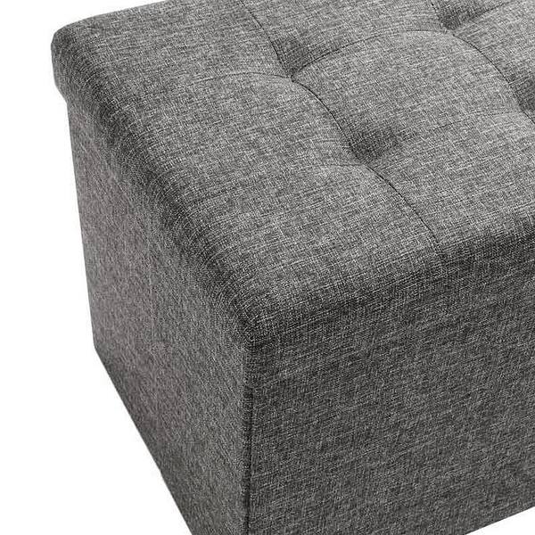 new Foldable Storage Bench Ottoman Charcoal Gray by Seville Classics o/b 