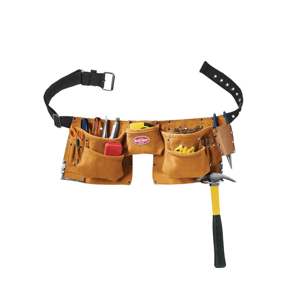 BUCKET BOSS 11 Pocket Suede Leather Carpenter Work Apron 55149 - The Home  Depot
