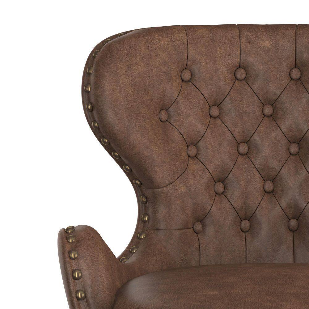 Mid-City 26" Brown Faux Leather Swivel Counter Stool