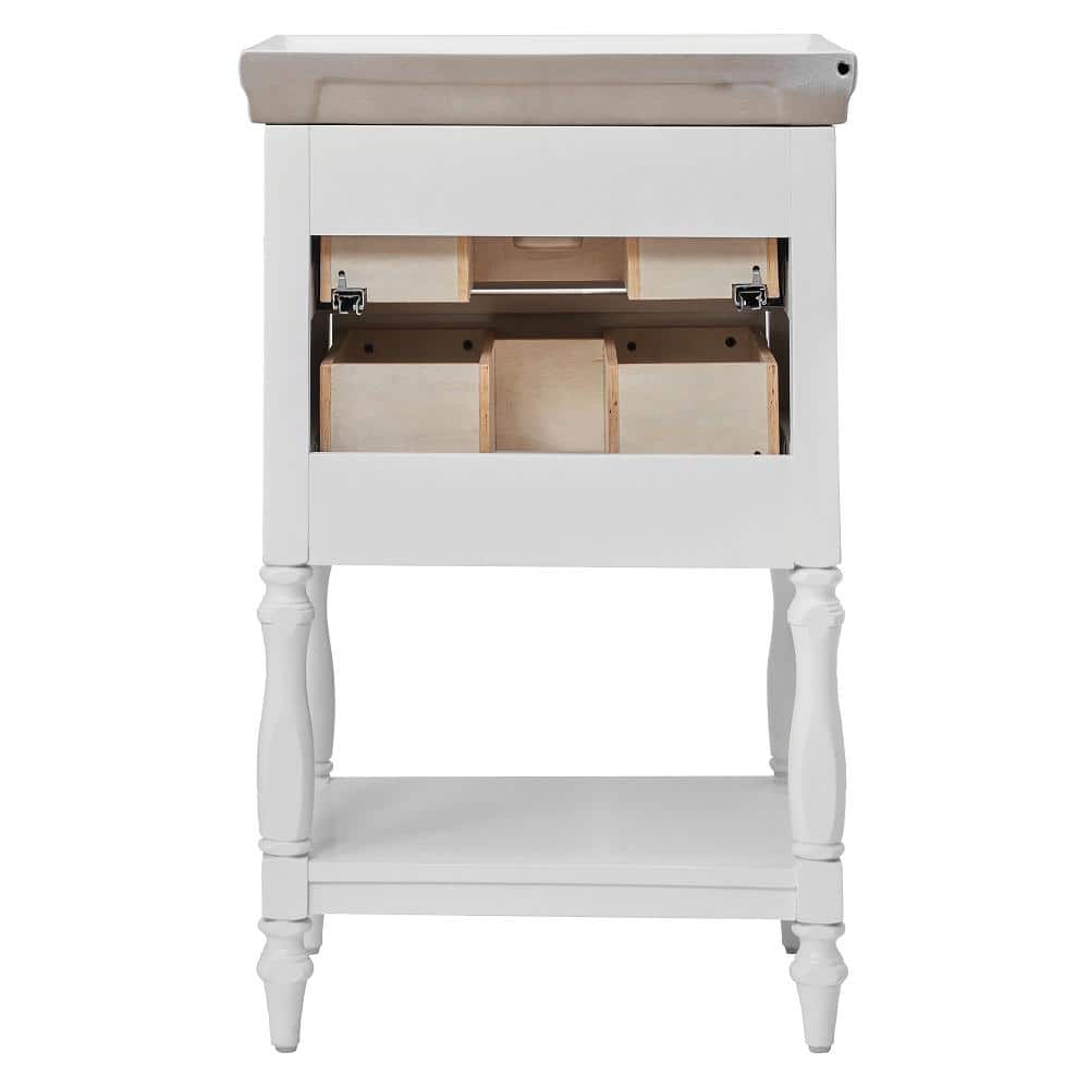 24'' White Freestanding Bathroom Vanity with Ceramic Top