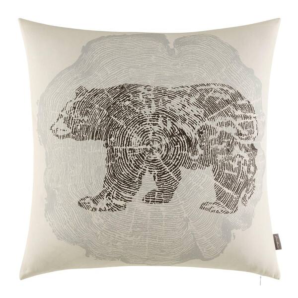 Eddie Bauer Crosscut Bear Gray Cotton 20 in. x 20 in. Throw Pillow