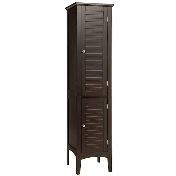ANGELES HOME 14.5 in. W x 14.5 in. D x 63 in. H Brown Freestanding Narrow Storage Linen Cabinet for Bathroom