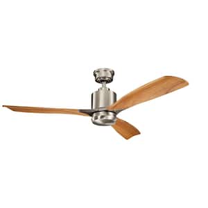 Ridley II 52 in. Indoor Brushed Stainless Steel Downrod Mount Ceiling Fan with Integrated LED with Wall Control Included