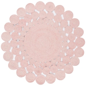Cape Cod Pink 5 ft. x 5 ft. Braided Circles Round Area Rug
