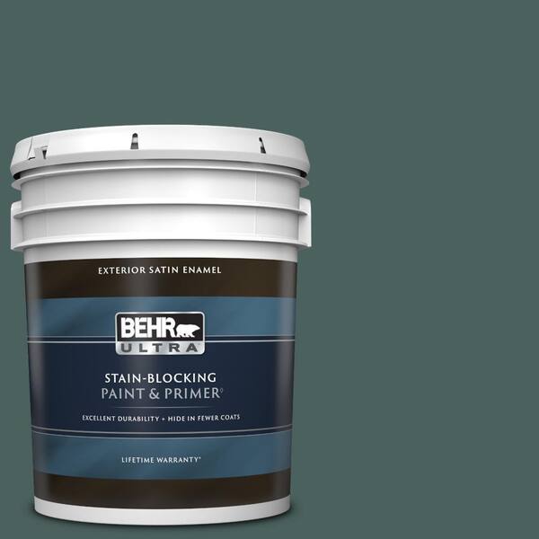 BEHR ULTRA 5 gal. #BIC-54 Vert Pierre Satin Enamel Exterior Paint & Primer