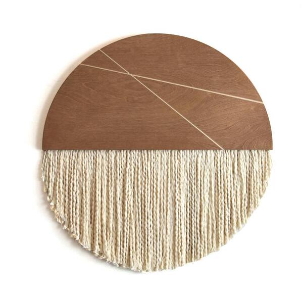 Unbranded 30 in. x 30 in. Light Brown Boho Round Cotton Macrame Wall Hanging