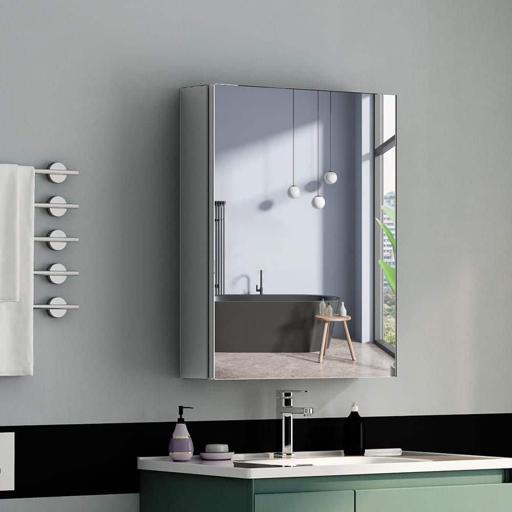 20 in. x 26 in. Rectangular Aluminum Medicine Cabinet with Mirror Recessed or Surface Mount for Bathroom Storage price history on PriceWatchPro
