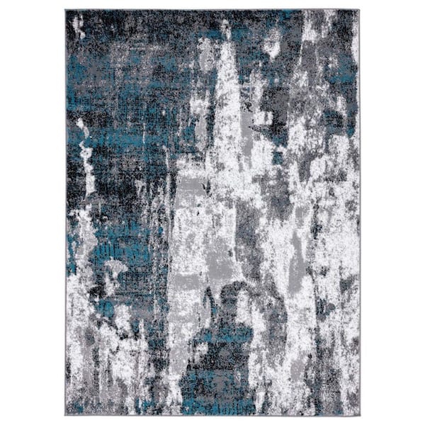 Unbranded Blue Polypropylene 8 ft. x 10 ft. Abstract Indoor Area Rug