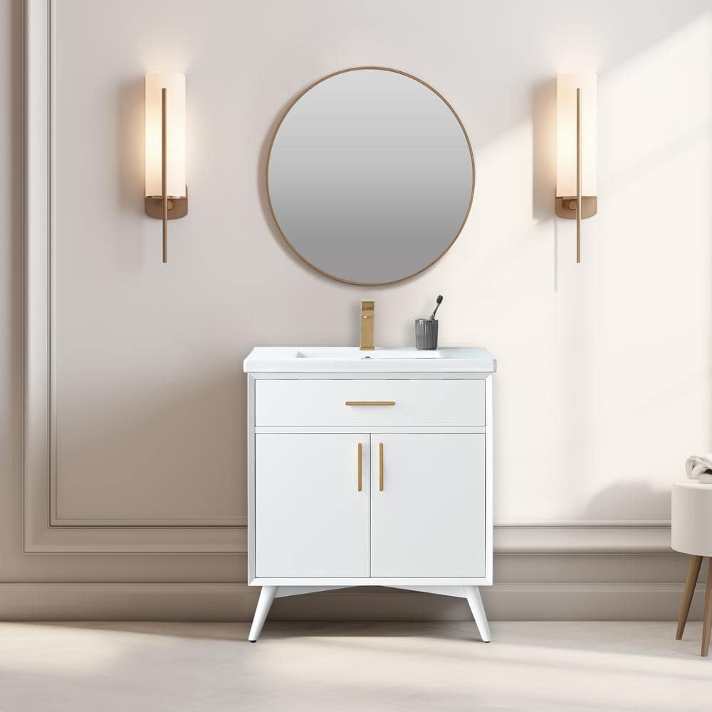 Nolan 30 in. W x 18 in. D x 34 in. H Bath Vanity in White with White Ceramic Vanity Top price history on PriceWatchPro