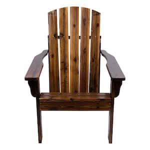 36.25"H Burnt Brown Wooden Indoor/Outdoor Mid-Century Modern Adirondack Chair with HYDRO-TEX finish Home Patio Furniture