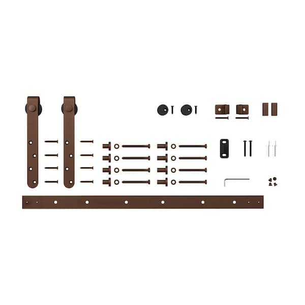 American Pro Decor 5 ft. Oil Rubbed Bronze Solid Steel Mini Sliding Rolling Barn Door Hardware Kit for Single Furniture Wood Doors