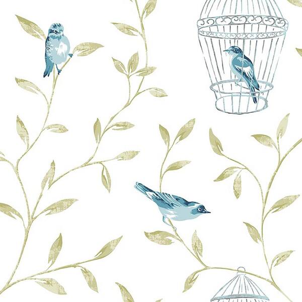 Graham & Brown Teal Birds and Cages Wallpaper