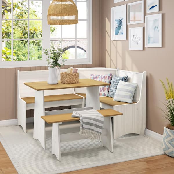Dwell Home Inc Bristol Solid Wood Corner Dining Set Natural/White
