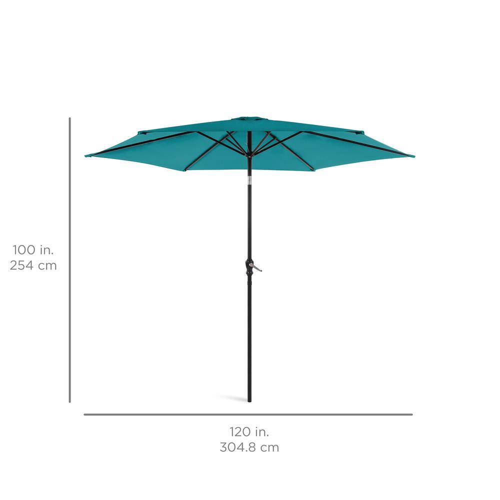 Cerulean Hexagon Outdoor Steel Crank Patio Umbrella