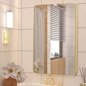 30 in. W x 40 in. H Gold Vanity Rectangle Wall Mirror Aluminum Alloy Frame Bathroom Mirror