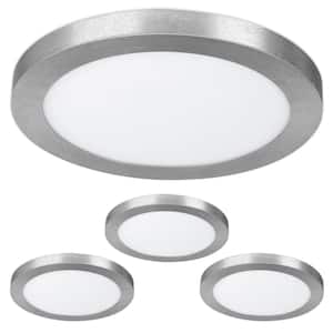 13 in. Dimmable Nickel Integrated Color Selectable LED Color Edge-Lit Round Flat Panel Ceiling Flush Mount (4-Pack)