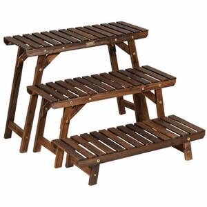 30 in. W x10 in. D x 21 in. H 3-Tier Brown Step Wooden Plant Stand