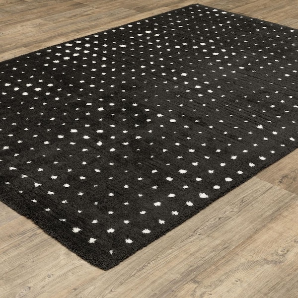 Gale Black/Ivory 10 ft. x 13 ft. Geometric Circles Polyester Indoor Area Rug