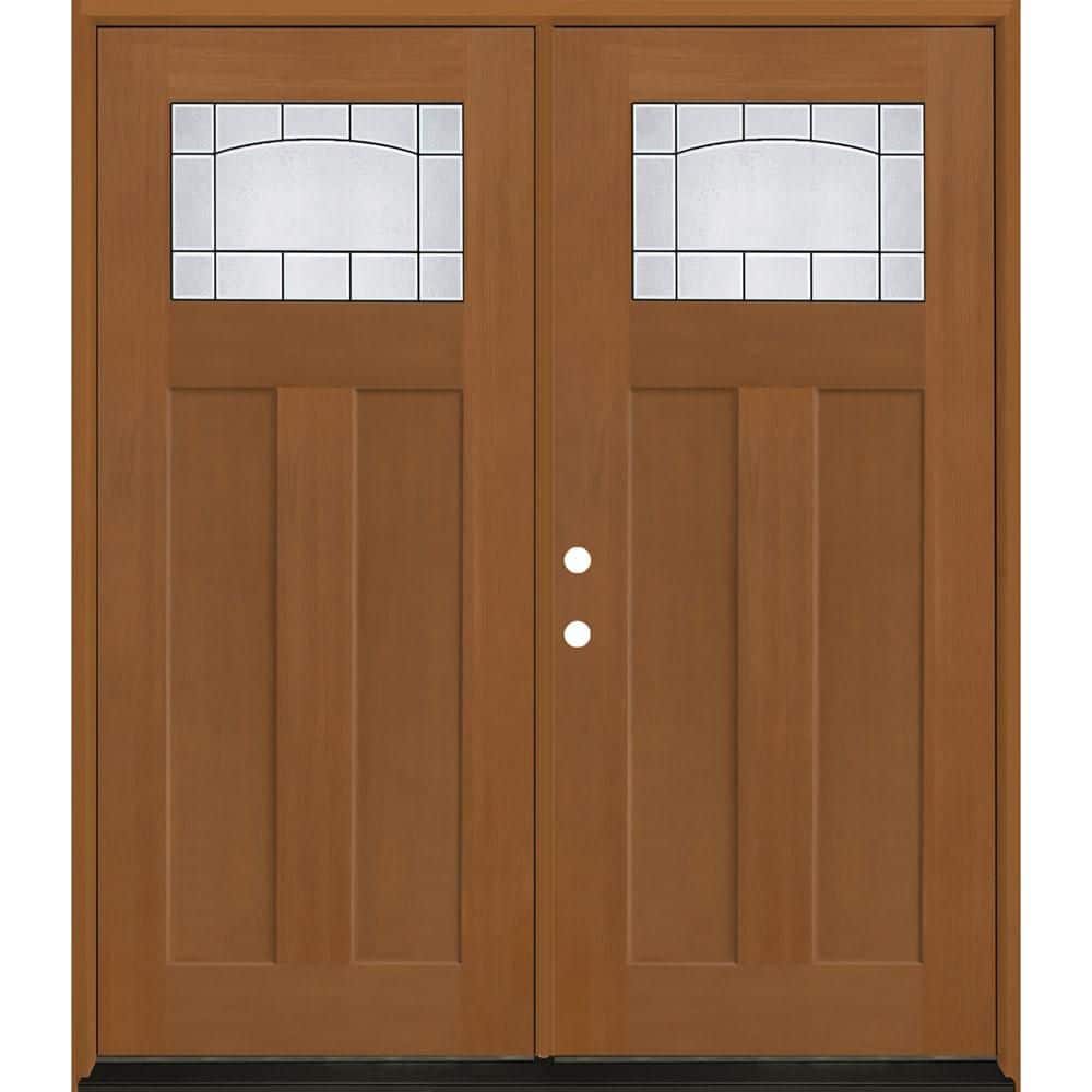 Regency 72 in. x 80 in. 1/4 TopL Empire Deco Glass RHIS AutmnWht Fiberglass Double Prehung Front Door with 4-9/16 Jamb price history on PriceWatchPro