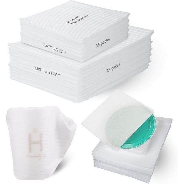 Unbranded Foam Pouches for Packing Dishes 50 Pack Cushion Foam Wrap 2 Sizes for Moving Shipping Storing Glasses Ceramics Cups Mugs