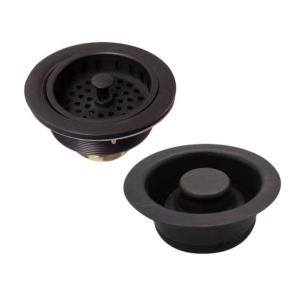 Westbrass Post Style Kitchen Strainer with Waste Disposal Flange and Stopper Drain Set in Antique Bronze