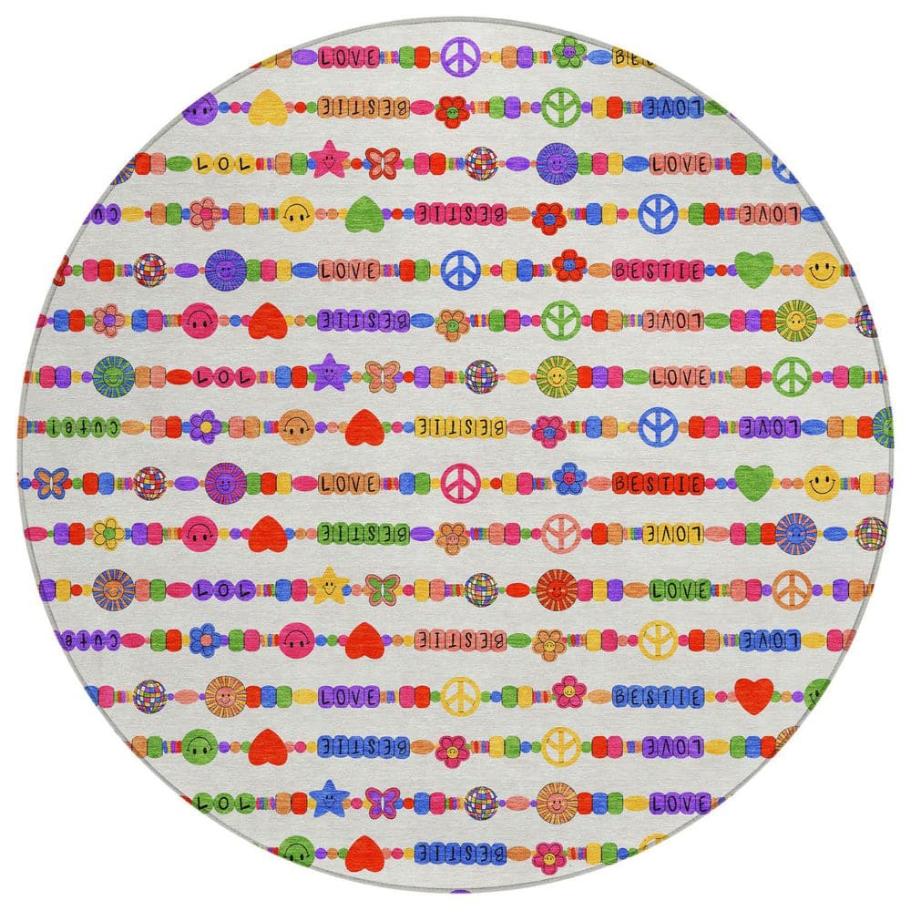Chantille Machine Washable Indoor/Outdoor Abstract ACN2658 Ivory 8 ft. x 8 ft. Round Rug price history on PriceWatchPro