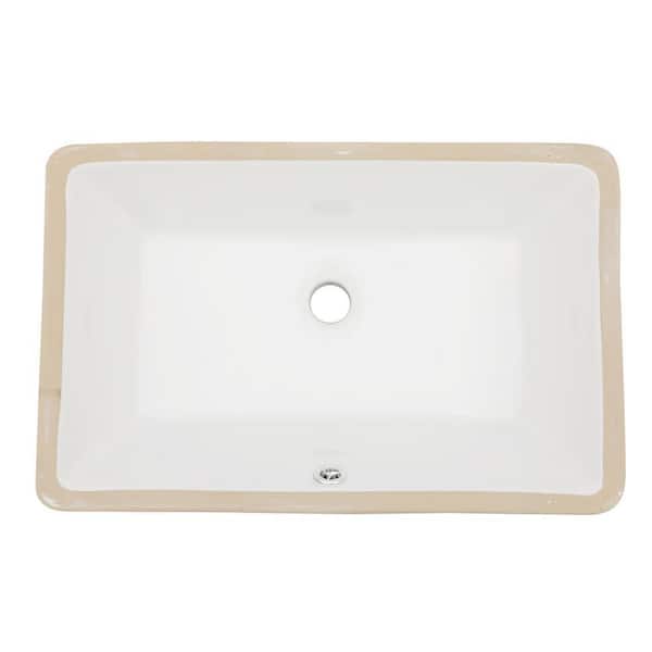 YASINU 20 in . Undermount Rectangular Bathroom Sink with Overflow