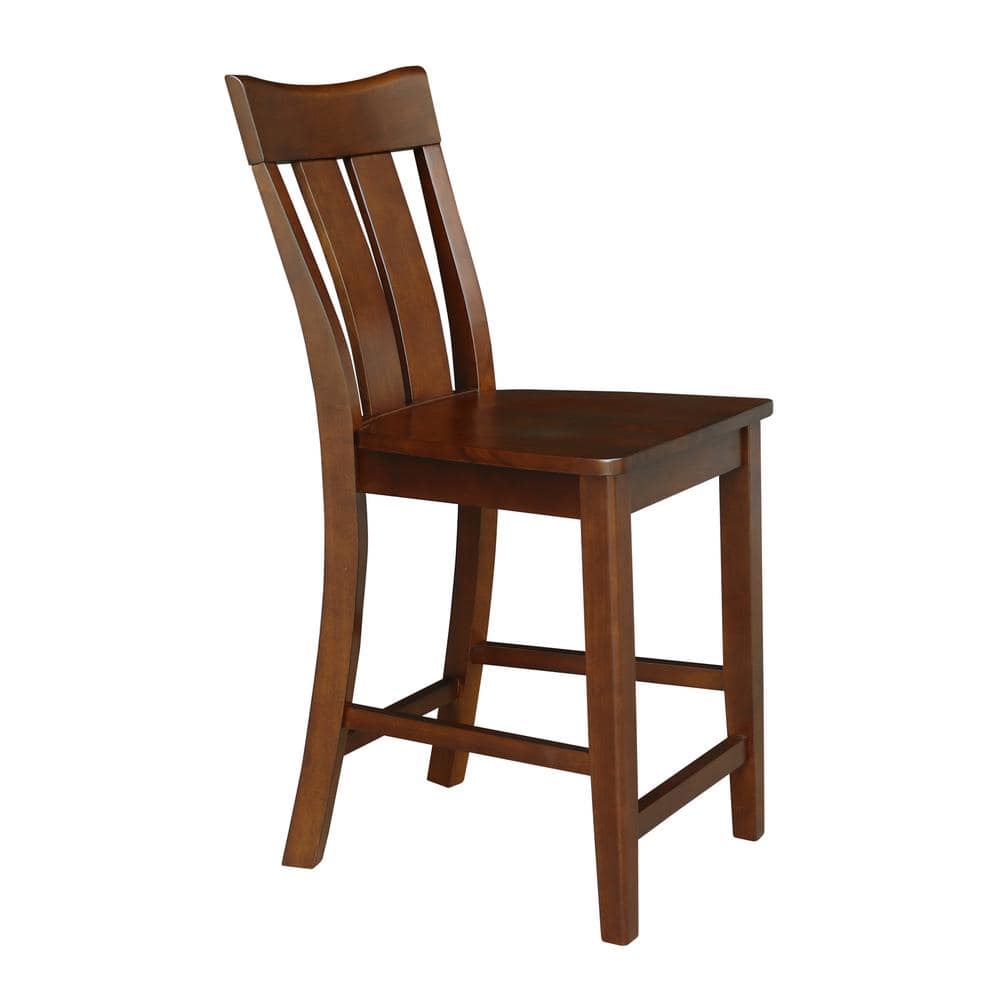 Ava Espresso 24" Solid Wood Counter Height Stool