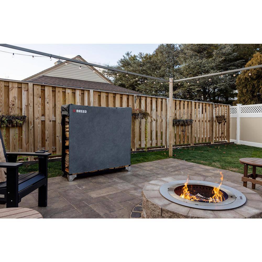 Expandable Black Powder Coated Steel Firewood Rack with Cover