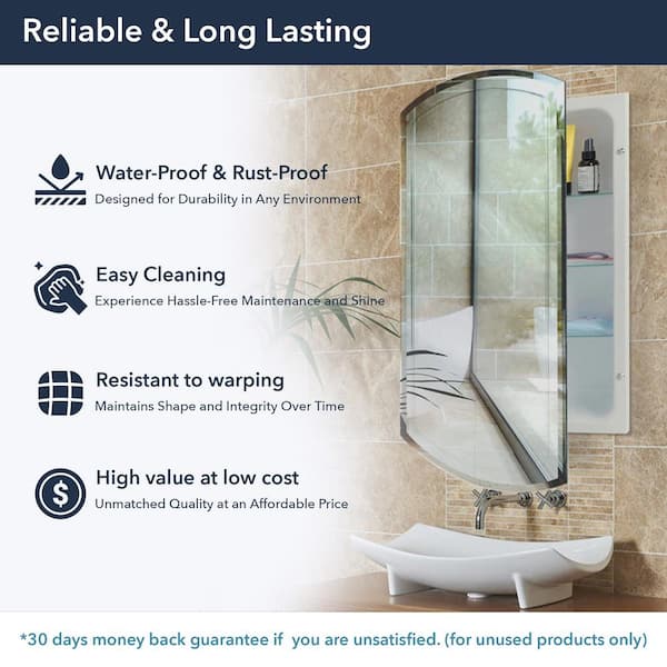 16 in. W x 30 in. H x 4-1/2 in. D Frameless Recessed V-Groove Beveled Eclipse Bathroom Medicine Cabinet