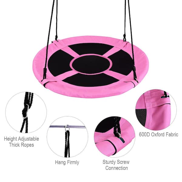 40 in. Pink Flying Saucer Tree Web Swing Indoor Outdoor Play Set Kids Christmas Gift