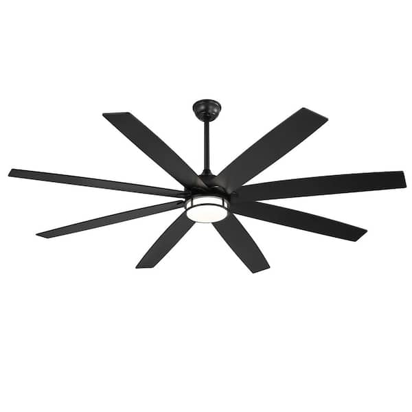 HINNIXY 72 in. Indoor Black Downrod/Angled Mount 6-Speed Ceiling Fan with 3-Color Light Kit, Dual-Finish Blades, Remote Control