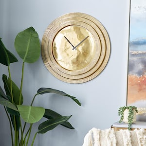 24 in. x 24 in. Gold Aluminum Metal Wall Clock