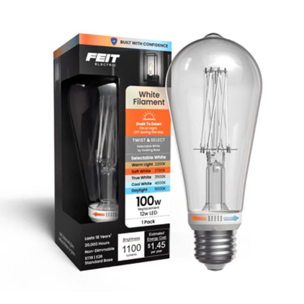 100-Watt Equivalent ST19 Filament Dusk to Dawn E26 Vintage Straight Tapered Twist Select LED Light Bulb Selectable White price history on PriceWatchPro