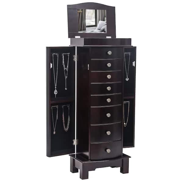 Karl home Brown Wood Free Standing 15.6 in. W Jewelry Armoire