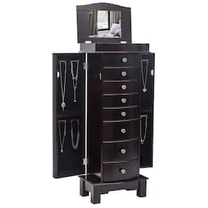 Brown Wood Free Standing 15.6 in. W Jewelry Armoire