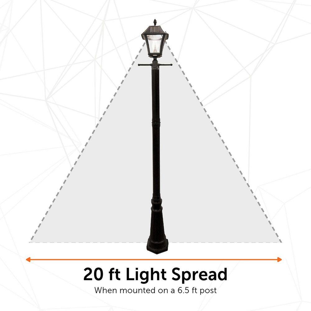 Baytown II Black Solar LED Lamp Post with Clear Plastic Lens
