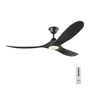 Maverick LED 60 in. Integrated LED Indoor/Outdoor Matte Black Ceiling Fan with Matte Black Blades with Remote Control