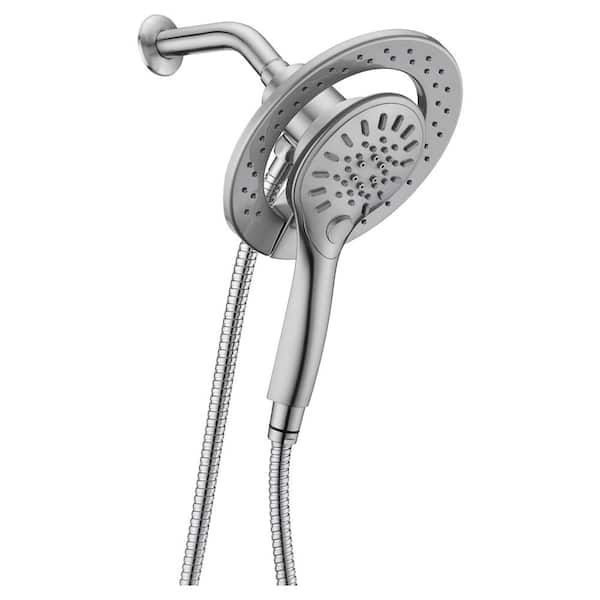 ANZZI Valkyrie Retro-Fit 3-Spray Patterns with 7.48 in. Wall Mounted Dual Shower Heads with Magnetic Divert in Brushed Nickel