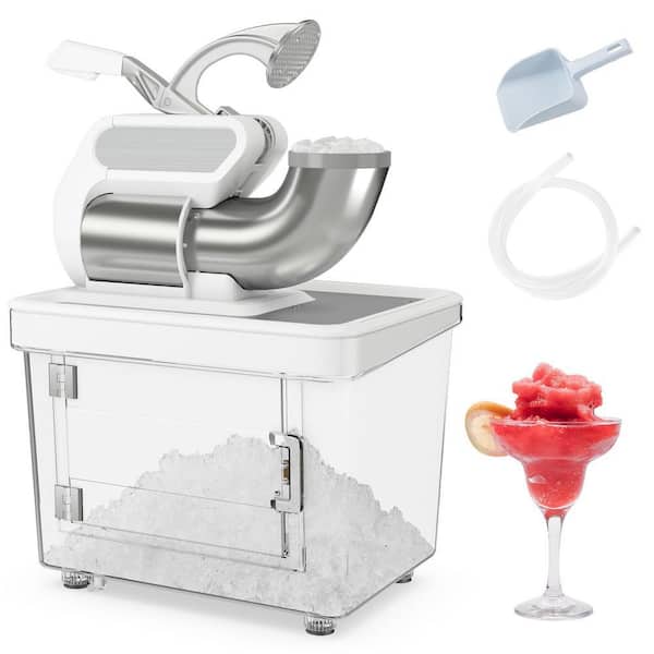 1150 oz. White Snow Cone Machine 300-Watt 660 lbs. /H 300-Watt with Dual Blades and Safety Switch