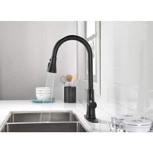 Single Handle High Arc Pull Out Kitchen Faucet, Single Level Stainless Steel Kitchen Sink Faucets with Pull Down Sprayer