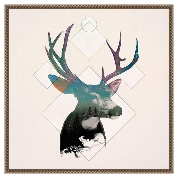 Amanti Art Stag Double Exposure I by Circle Art Group 1 Piece Floater Frame Canvas Giclee Animal Art Print 22 in. x 22 in. W