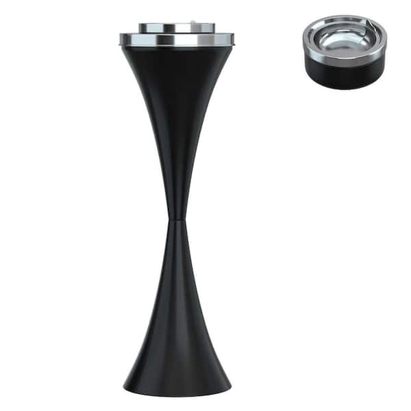 23.6 in. H Stainless Steel Floor Standing Ashtray, Outdoor Self-Cleaning Detachable Cigar Container, Black