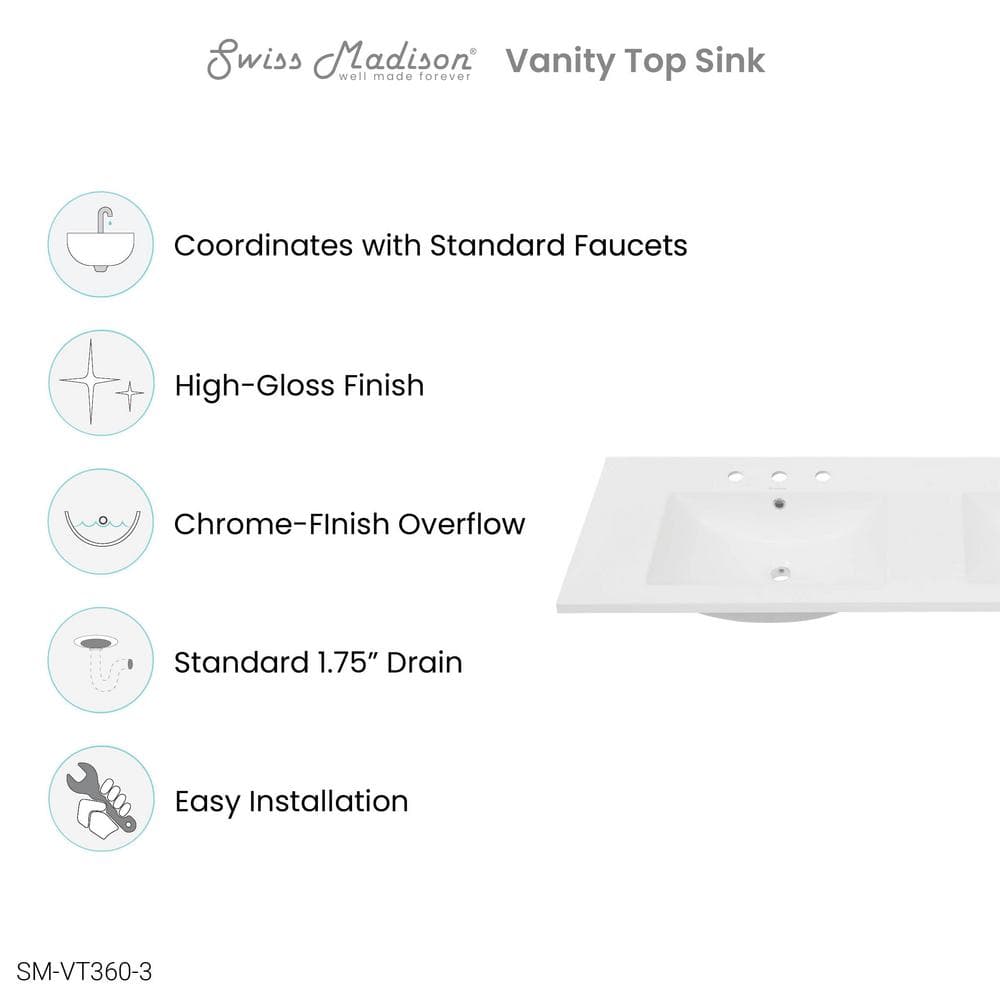 Swiss Madison 59.06" Single Bathroom Vanity Top with Sink