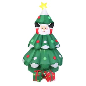 6 ft. Height Inflatable LED Lighted Christmas Tree with Pop up Santa and 2-Gift Boxes
